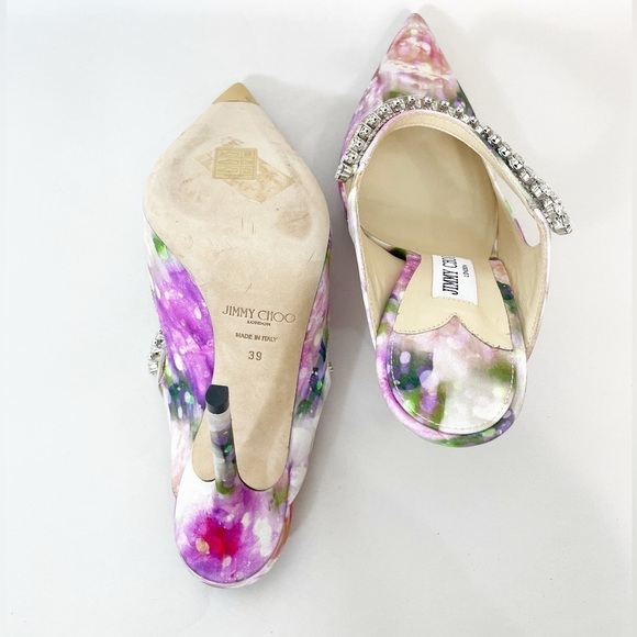 Jimmy Choo Satin Floral Bing Crystal Heels - Picture 9 of 9